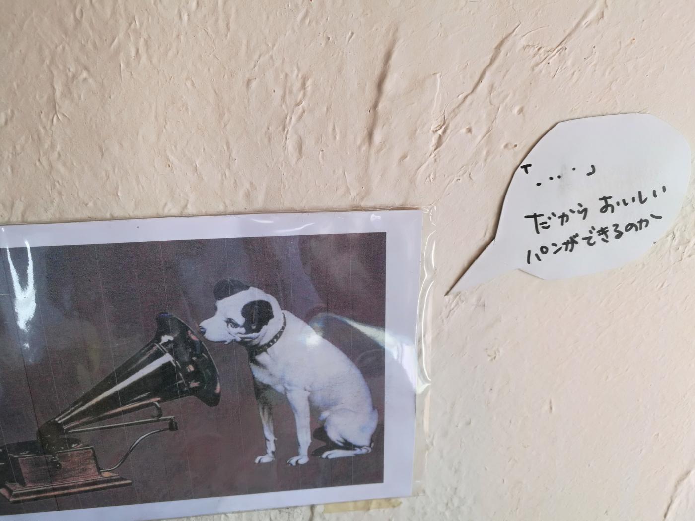 元気パン工房ごぱんの壁面犬の写真