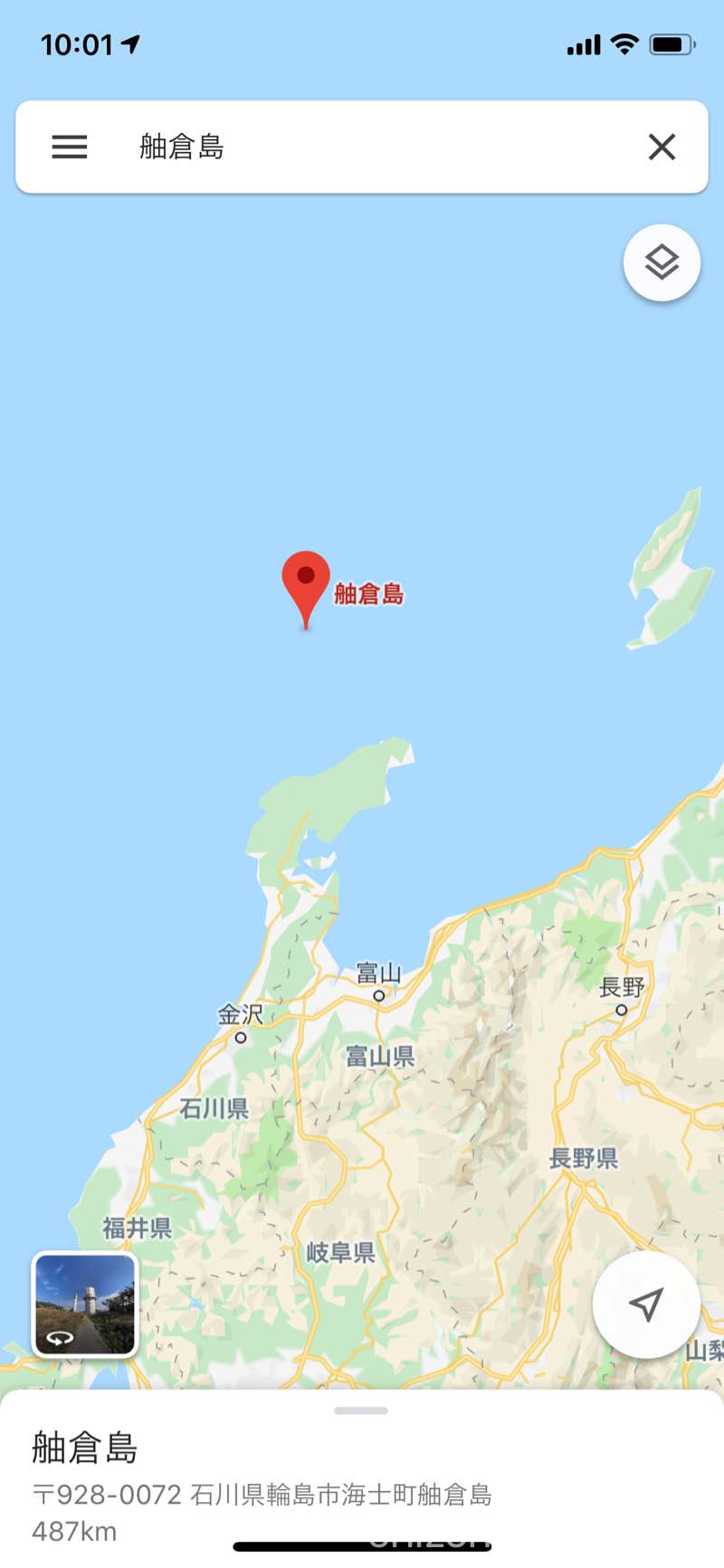 石川県輪島市舳倉島の地図　グーグル・マップ
